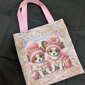 ★イベント品★ミニトートバッグ パピヨン① お散歩バッグ サブバッグ