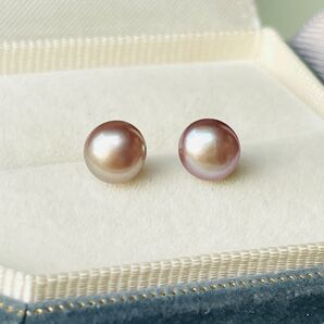本真珠ピアス ベビーパール 6-7mm 無調色 パープル系 極照り パール 天然真珠 発色抜群 照り良く 直結
