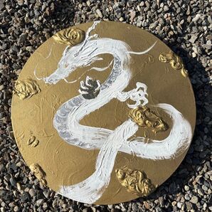 絵画 白龍 龍神 金雲 瑞雲