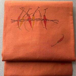 名古屋帯 紬 唐辛子