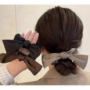 お得!サテン リボン シュシュ 3個セット