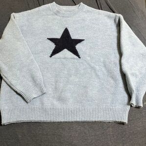 SHEIN スター柄ニットプルオーバー Lサイズ セーター ニット スター 星柄 星 クルーネック