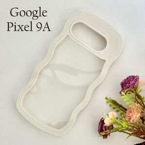 Google Pixel 9aケース ウェーブ型:ホワイト ☆おまけガラスフィルム付