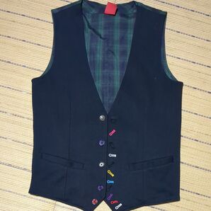 ベスト ジレ カラフルボタン チェック裏地 メンズ