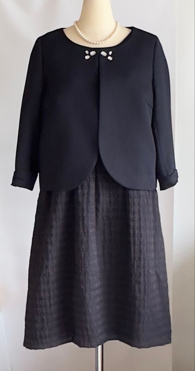 15 大きいサイズ ペルソディア ワンピース フォーマル 結婚式 卒業式 入学式 ママ ノーカラージャケット