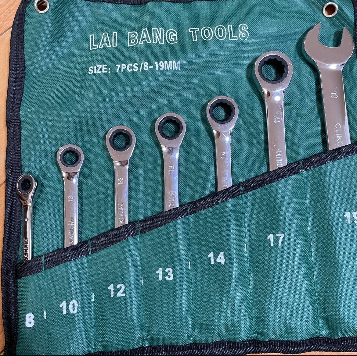 片側ラチェット メガネレンチセット ロング 8～22mm 収納ケース付 9本組 片側ラチェット メガネレンチセット ロング 8～22mm 収納ケース