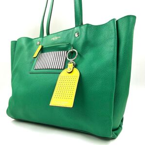 Henri Bendel 455 ヘンリベンデル トートバッグ 肩掛け レザー A4 グリーン ストライプ ショルダー ハンド