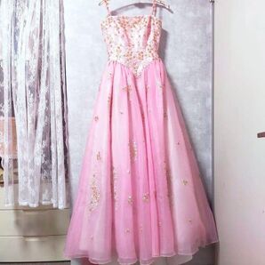 【美品】カラードレス ピンク 9号程度 演奏会 ステージドレス 結婚式 演奏会 コンサート