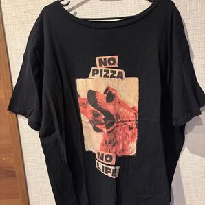 NO PIZZA NO LIFE Tシャツ 犬プリント 黒