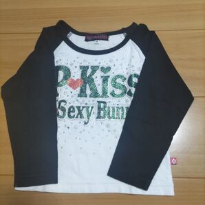 100cm POMONA KISS 長袖 Tシャツ 春 秋 キッズ グリッター