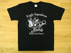 R.A.F. Eagle Squadron 黒 5.6oz 半袖Tシャツ 白 S ミリタリー イギリス空軍 イーグル飛行中隊 U.S. AIR FORCE