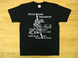 第831爆撃飛行隊 黒 5.6oz 半袖Tシャツ 白 XXL 大きいサイズ ミリタリー ねずみ U.S. AIR FORCE