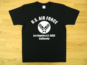 U.S. AIR FORCE 黒 5.6oz 半袖Tシャツ 白 S ミリタリー エアフォース アメリカ空軍