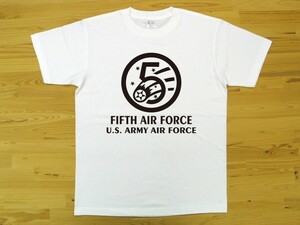 5th AIR FORCE 白 5.6oz 半袖Tシャツ 黒 XXXL 大きいサイズ ミリタリー U.S. ARMY AIR FORCE FIFTH