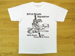 第831爆撃飛行隊 白 5.6oz 半袖Tシャツ 黒 XXL 大きいサイズ ミリタリー ねずみ U.S. AIR FORCE