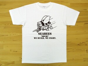 SEABEES 白 5.6oz 半袖Tシャツ 黒 XL ミリタリー シービーズ U.S. NAVY ハチ