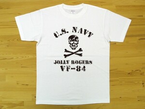 JOLLY ROGERS VF-84 白 5.6oz 半袖Tシャツ 黒 XL ミリタリー ジョリーロジャース スカル ドクロ U.S. NAVY