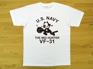 U.S. NAVY VF-31 白 5.6oz 半袖Tシャツ 黒 M ミリタリー トムキャット VFA-31 USN