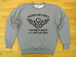 8th AIR FORCE 杢グレー 9.7oz トレーナー 黒 L スウェット U.S. ARMY AIR FORCE the mighty eighth