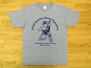 387th Bombardment Squadron 杢グレー 5.6oz 半袖Tシャツ 紺 XXXL 大きいサイズ ミリタリー 5th air force 312th bomb group オウム