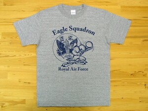 R.A.F. Eagle Squadron 杢グレー 5.6oz 半袖Tシャツ 紺 XXXL 大きいサイズ ミリタリー イギリス空軍 イーグル飛行中隊 U.S. AIR FORCE