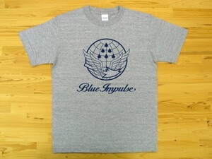 航空自衛隊 Blue Impulse 杢グレー 5.6oz 半袖Tシャツ 紺 L ミリタリー ブルーインパルス