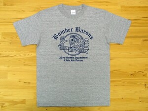 Bomber Barons 杢グレー 5.6oz 半袖Tシャツ 紺 XXXL 大きいサイズ ミリタリー ボンバーバロンズ 第23爆撃飛行隊 U.S. AIR FORCE