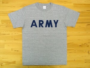 ARMY 杢グレー 5.6oz 半袖Tシャツ 紺 XXXL 大きいサイズ ミリタリー ロゴ アーミー 陸軍