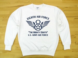 8th AIR FORCE 白 9.7oz トレーナー 紺 M スウェット U.S. ARMY AIR FORCE the mighty eighth