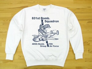 第831爆撃飛行隊 白 9.7oz トレーナー 紺 XL スウェット ねずみ U.S. AIR FORCE