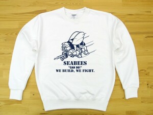 SEABEES 白 9.7oz トレーナー 紺 XL スウェット シービーズ U.S. NAVY ハチ