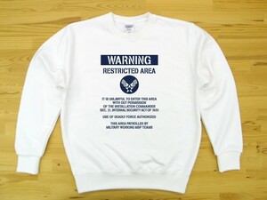 RESTRICTED AREA 白 9.7oz トレーナー 紺 2XL 大きいサイズ スウェット U.S. AIR FORCE ステンシル