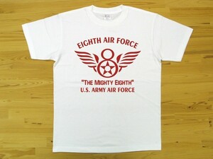 8th AIR FORCE 白 5.6oz 半袖Tシャツ 赤 M ミリタリー U.S. ARMY AIR FORCE the mighty eighth