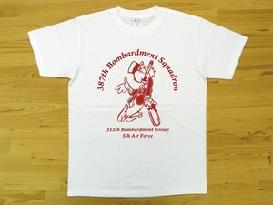 387th Bombardment Squadron 白 5.6oz 半袖Tシャツ 赤 XXL 大きいサイズ ミリタリー 5th air force 312th bomb group オウム