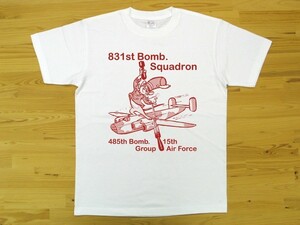 第831爆撃飛行隊 白 5.6oz 半袖Tシャツ 赤 XXXL 大きいサイズ ミリタリー ねずみ U.S. AIR FORCE