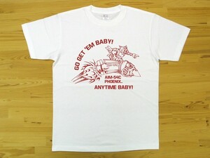 AIM-54 フェニックス 白 5.6oz 半袖Tシャツ 赤 S ミリタリー F-14 トムキャット ミサイル