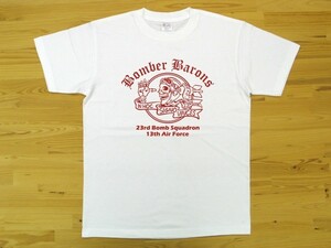 Bomber Barons 白 5.6oz 半袖Tシャツ 赤 XL ミリタリー ボンバーバロンズ 第23爆撃飛行隊 U.S. AIR FORCE