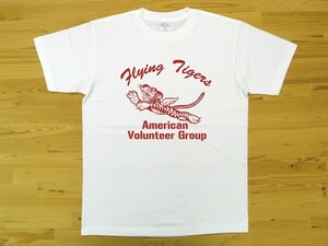 フライング・タイガース 白 5.6oz 半袖Tシャツ 赤 XL ミリタリー AVG Flying Tigers U.S. AIR FORCE