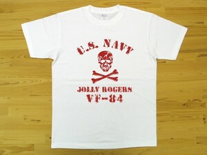 JOLLY ROGERS VF-84 白 5.6oz 半袖Tシャツ 赤 XXL 大きいサイズ ミリタリー ジョリーロジャース スカル ドクロ U.S. NAVY