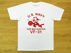 U.S. NAVY VF-31 白 5.6oz 半袖Tシャツ 赤 L ミリタリー トムキャット VFA-31 USN