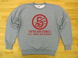 5th AIR FORCE 杢グレー 9.7oz トレーナー 赤 2XL 大きいサイズ スウェット U.S. ARMY AIR FORCE FIFTH