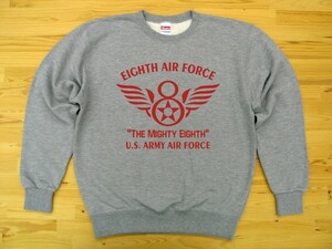 8th AIR FORCE 杢グレー 9.7oz トレーナー 赤 XL スウェット U.S. ARMY AIR FORCE the mighty eighth