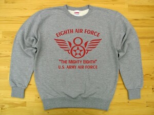 8th AIR FORCE 杢グレー 9.7oz トレーナー 赤 L スウェット U.S. ARMY AIR FORCE the mighty eighth
