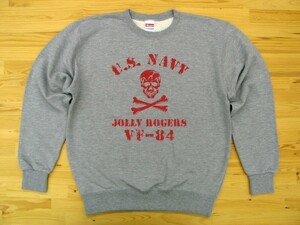 JOLLY ROGERS VF-84 杢グレー 9.7oz トレーナー 赤 XL スウェット ジョリーロジャース スカル ドクロ U.S. NAVY