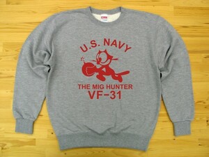 U.S. NAVY VF-31 杢グレー 9.7oz トレーナー 赤 XL スウェット トムキャット VFA-31 USN