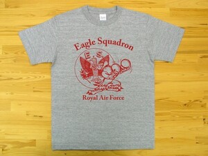 R.A.F. Eagle Squadron 杢グレー 5.6oz 半袖Tシャツ 赤 XXXL 大きいサイズ ミリタリー イギリス空軍 イーグル飛行中隊 U.S. AIR FORCE