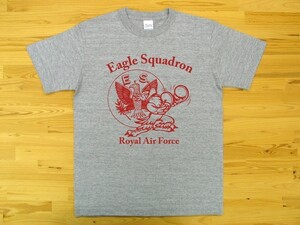 R.A.F. Eagle Squadron 杢グレー 5.6oz 半袖Tシャツ 赤 XXL 大きいサイズ ミリタリー イギリス空軍 イーグル飛行中隊 U.S. AIR FORCE