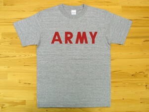 ARMY 杢グレー 5.6oz 半袖Tシャツ 赤 XL ミリタリー ロゴ アーミー 陸軍