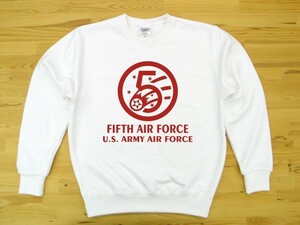 5th AIR FORCE 白 9.7oz トレーナー 赤 XL スウェット U.S. ARMY AIR FORCE FIFTH