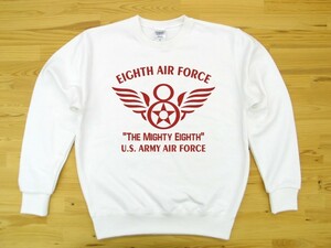 8th AIR FORCE 白 9.7oz トレーナー 赤 L スウェット U.S. ARMY AIR FORCE the mighty eighth